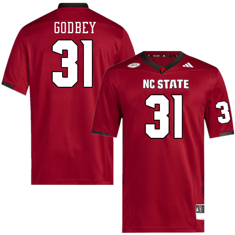 Men #31 Jaxon Godbey NC State Wolfpack College Football Jerseys Stitched-Red